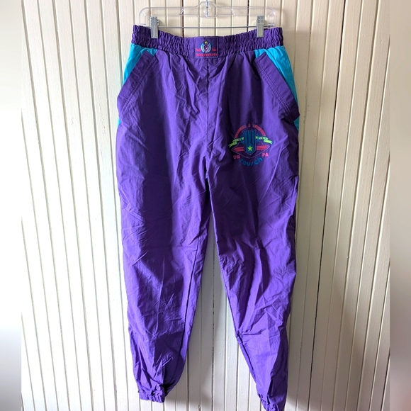 Vintage 90s Windbreaker Pants Purple Women's Size L By Reusch - Picture 1 of 8